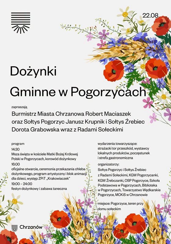 Plakaty promujący wydarzenie. Wokół tekstu znajdującego się na środku motyw, letnich kwiatów.