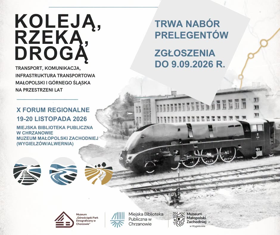 Plakat promujący wydarzenie. Na nim zdjęcie lokomotywy.