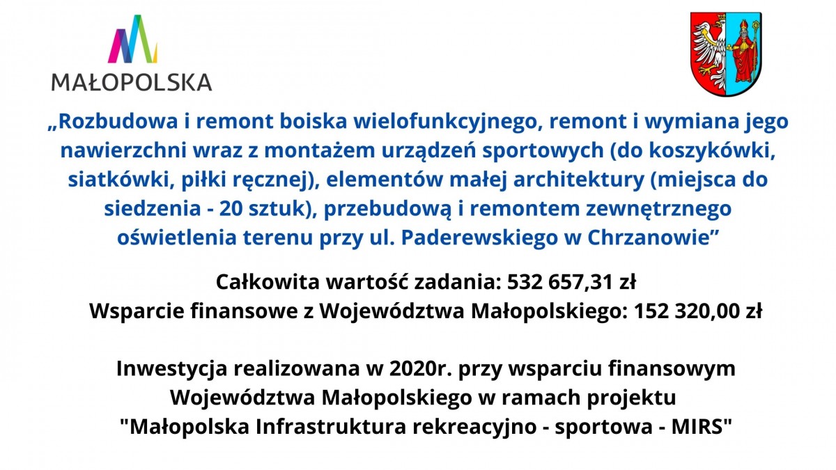 plakat zawierajacy  tytuł i wartość dofinansowania projektu