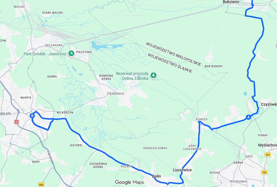 Mapka obrazująca przebieg trasy wyścigu