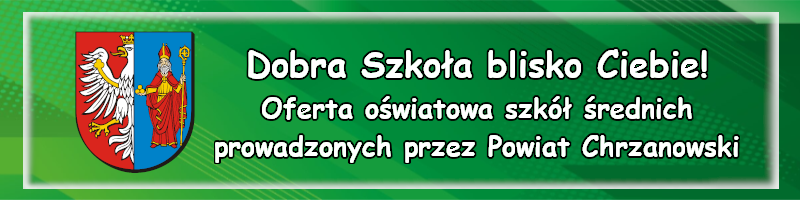 Baner, zielony, z herbem powiatu chrzanowskiego 