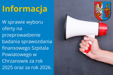 Grafika. Z lewej strony pola tekstowe, z prawej strony ręka trzymająca megafon. 