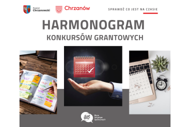 Grafika. Na górze logotypy organizatorów i pola tekstowej. Na środku trzy zdjęcia. Każde z nich przedstawia trzy różne kalendarze. 