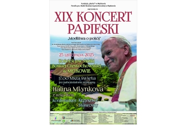 Plakat promujący wydarzenie, zdjęcie Papieża Polaka 