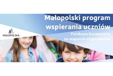 Grafika. W prawym górnym rogu napisy. W lewym dolnym zdjęcie kilku dzieci. Z lewej strony logotyp Województwa Małopolskiego