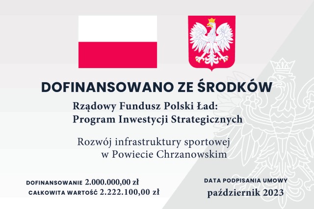 tablica informacyjna n projekt rozwój infrastruktury sportowej w powiecie chrzanowskim na wzorze prezesa rady ministrów